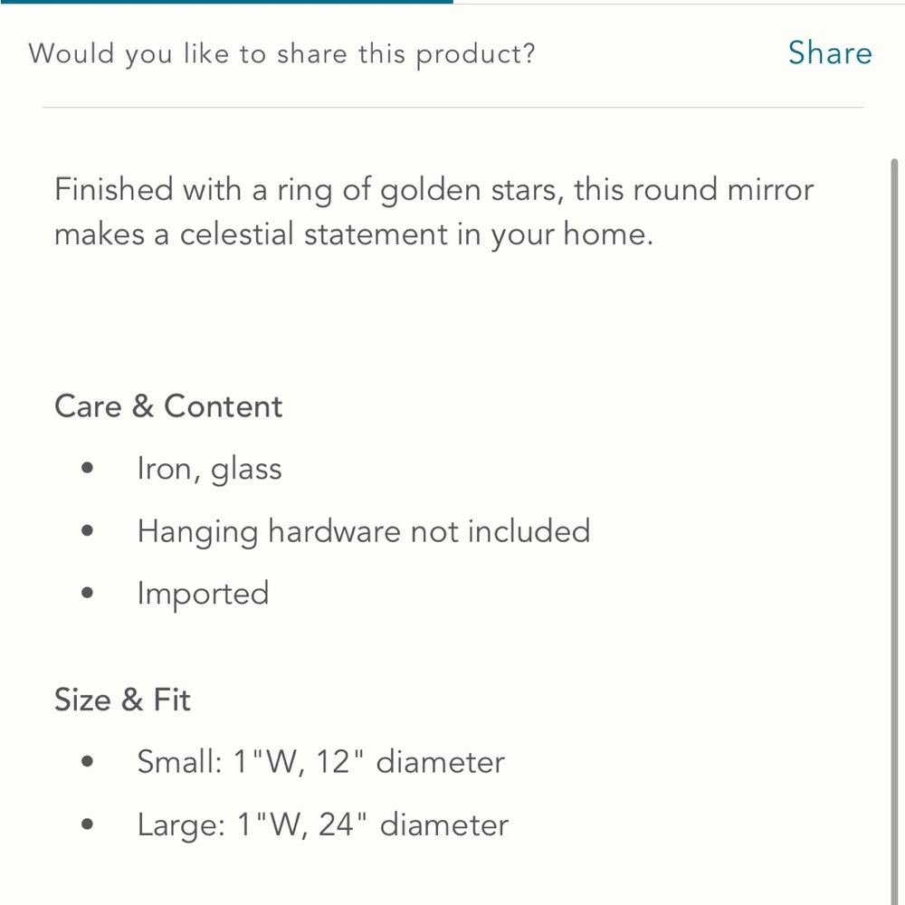 12” Starry Crown Mirror (small) * - Picture 7 of 13